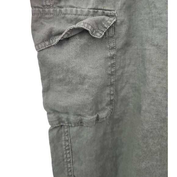 Artisan NY 100% Linen Cargo Jogger Pants Sz S Olive Green Minimalist Lightweight - Picture 5 of 15